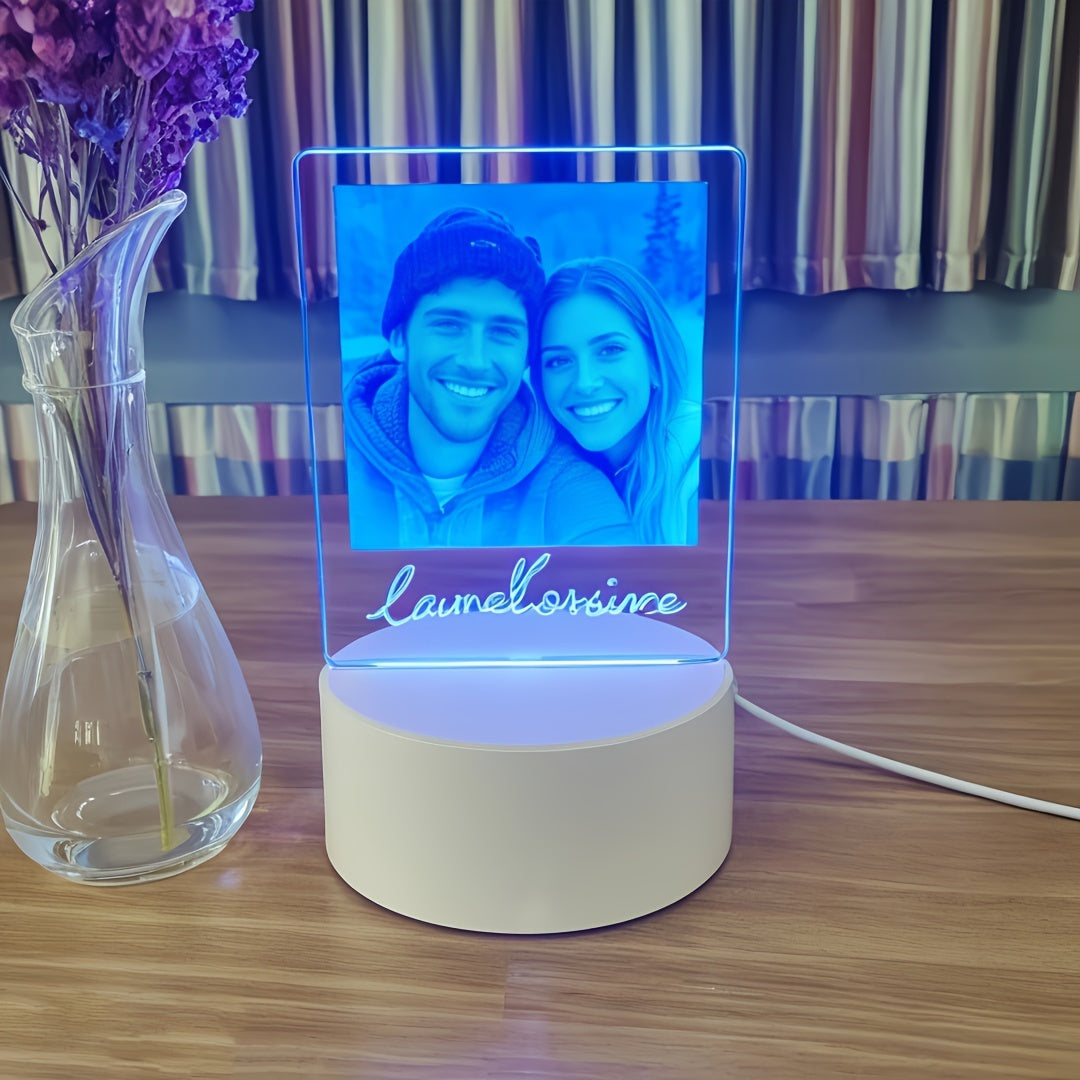 Personalized photo table lamp featuring a custom image, perfect for romantic gifts or home decoration.