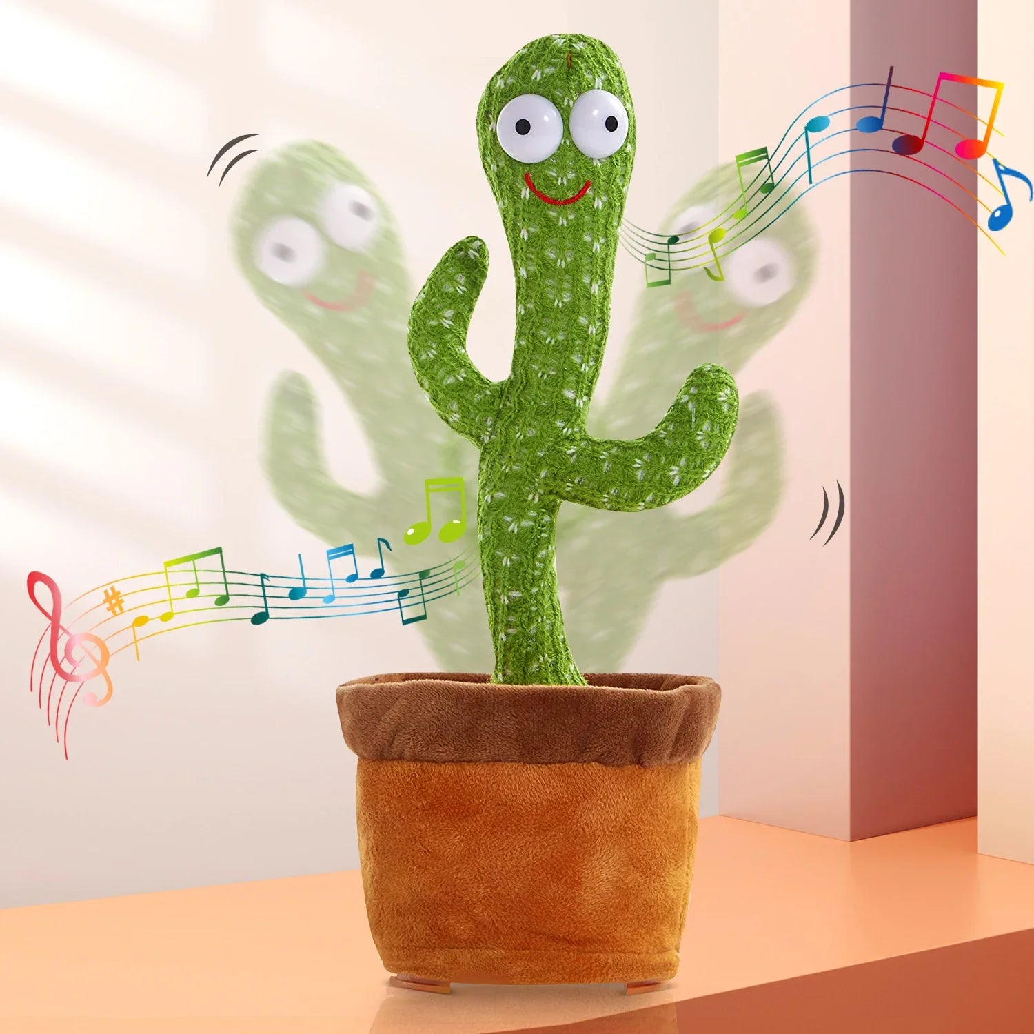 Rechargeable dancing cactus toy that sings, dances, and glows, designed to entertain babies and kids with fun interactive play.