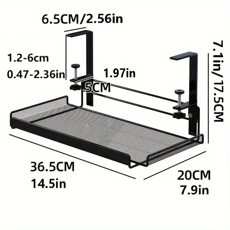 Durable steel under desk wire hider tray designed to organize cables, prevent clutter, and improve workspace aesthetics.