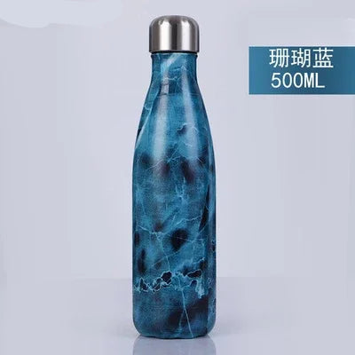 Durable stainless steel 500ml travel thermos with vacuum insulation, perfect for outdoor camping, hiking, and long road trips.