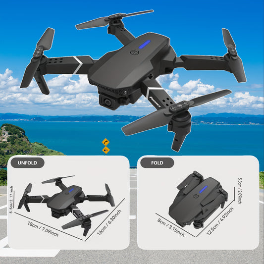  Equipped with dual cameras and Wi-Fi app control, the E88 lets you switch views in real-time for immersive aerial photography and video.