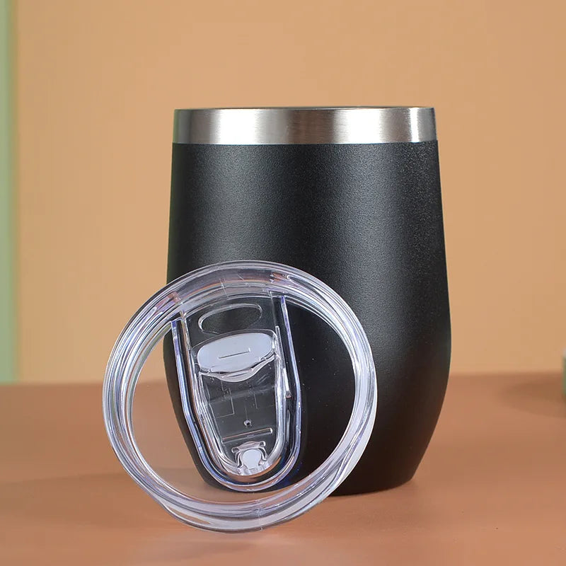  360ml double wall insulated stainless steel coffee mug with egg shape design for tea and coffee.