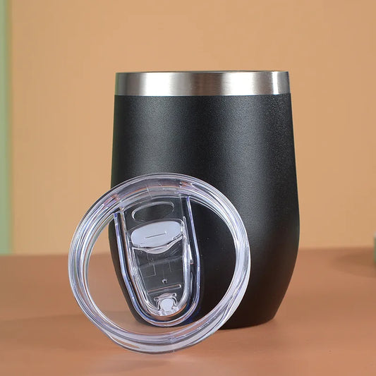  360ml double wall insulated stainless steel coffee mug with egg shape design for tea and coffee.