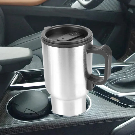 2V 450ml stainless steel electric car kettle, perfect for quickly heating water, coffee, or milk during travel, camping, or road trips.