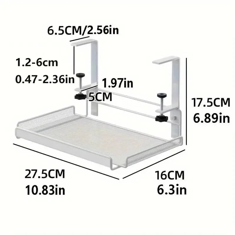 Under desk cable organizer tray for gaming desks, keeping cords hidden and creating a tidy gaming station.
