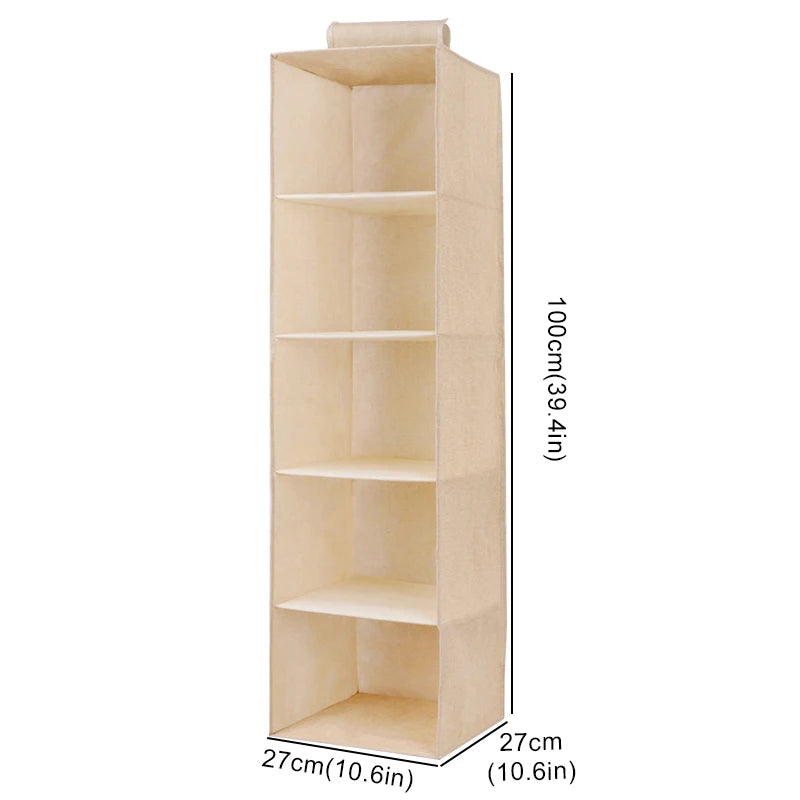Hanging closet organizer suitable for shelves and drawers, helping store socks, bras, and underwear neatly.