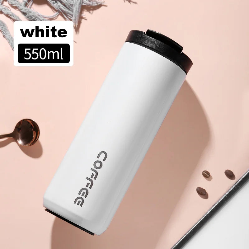 Leak-proof 304 stainless steel coffee thermos for portable use, ideal for gym, work, and outdoor trips