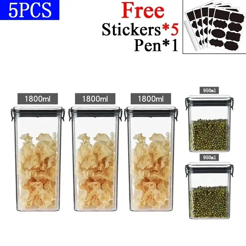 Leakproof airtight storage jars ideal for storing dry food items like rice, beans, and oats.