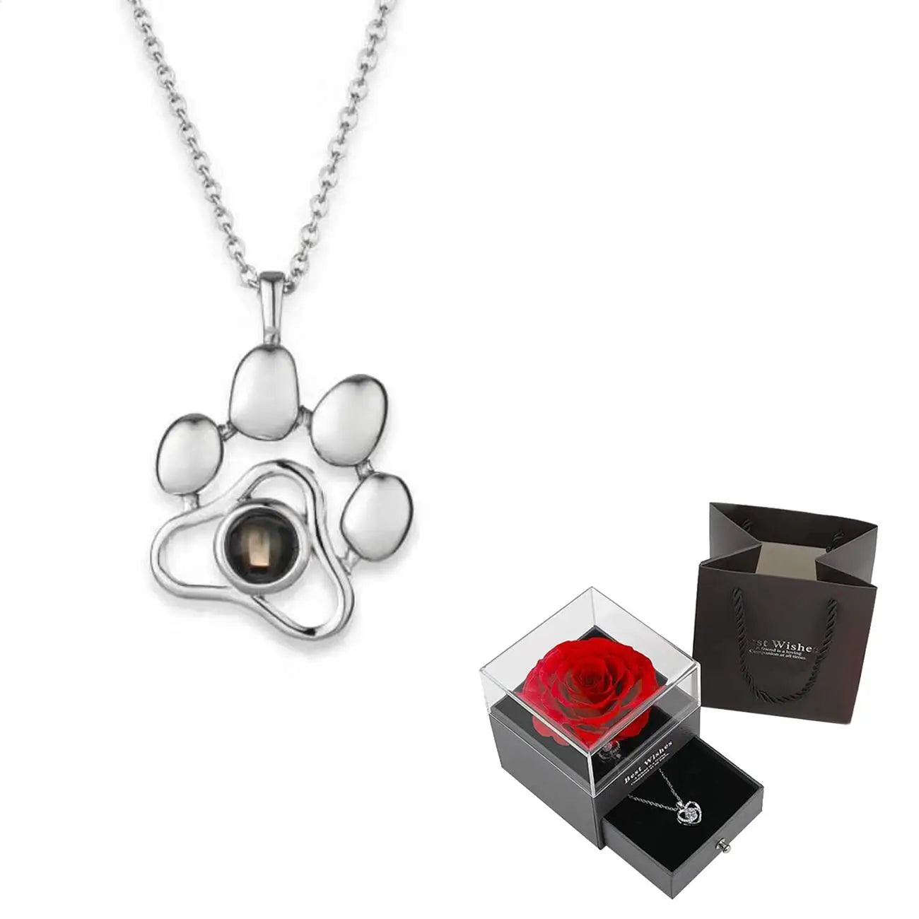 Luxury jewelry gift box with a heart pendant necklace, perfect for unforgettable romantic moments