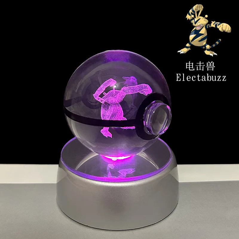 Mewtwo Pokémon LED crystal ball with color-changing LED lighting for relaxing ambiance and decor.