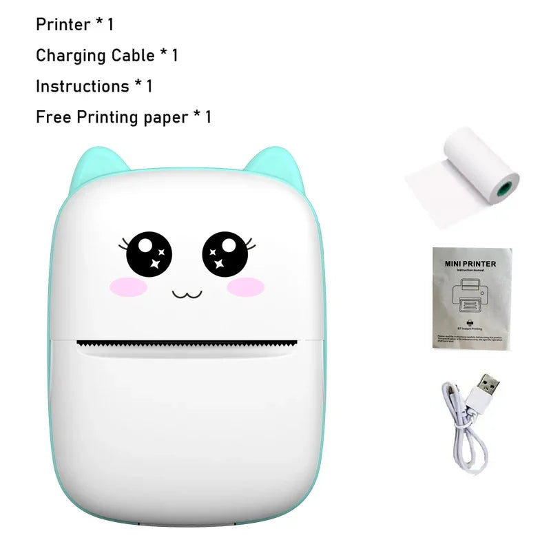 Mobile mini thermal printer with Bluetooth support, compatible with Android and iOS, ideal for daily notes, images, and receipts.