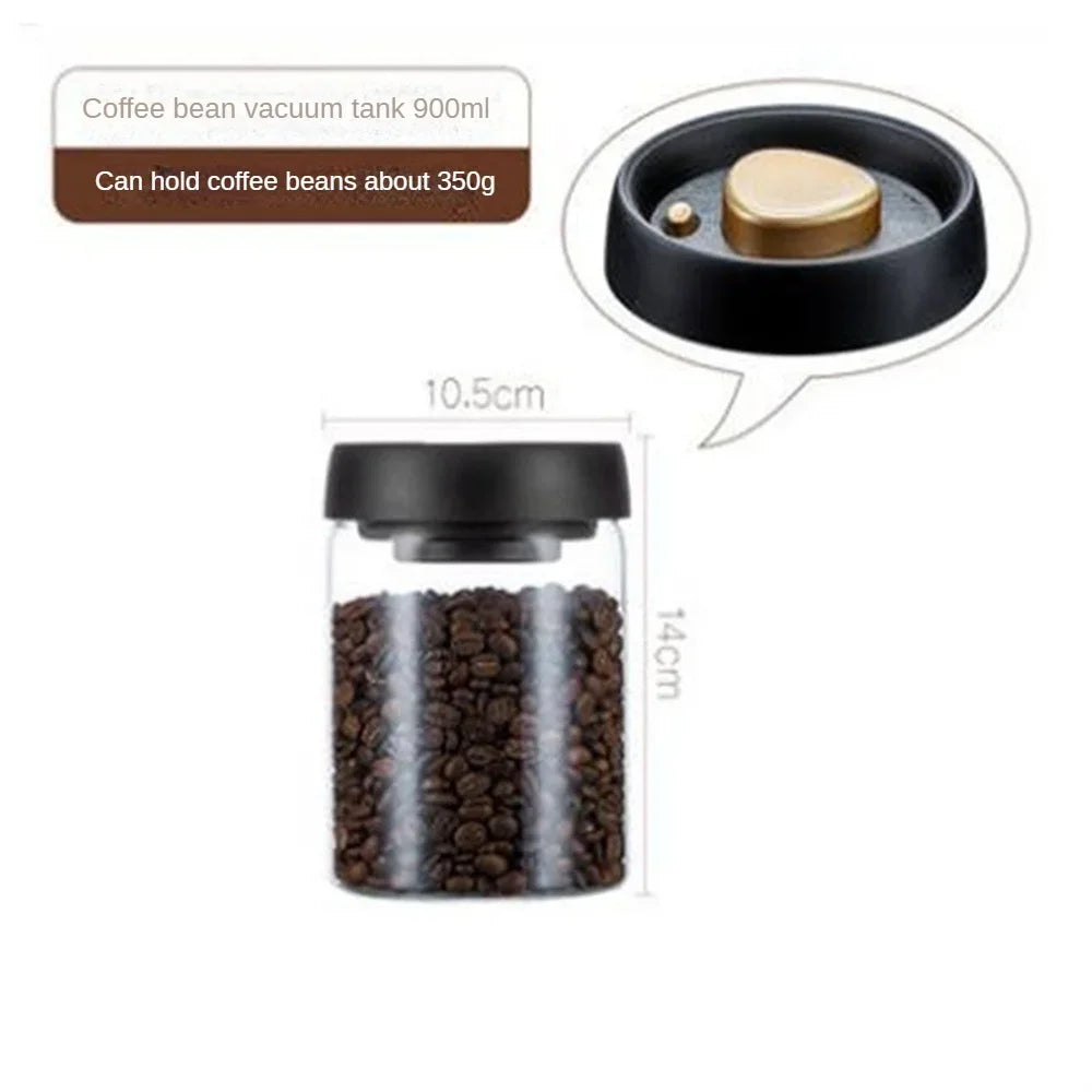 Moisture-proof vacuum storage jar for coffee, tea, and dry foods, ideal for household kitchen organization.
