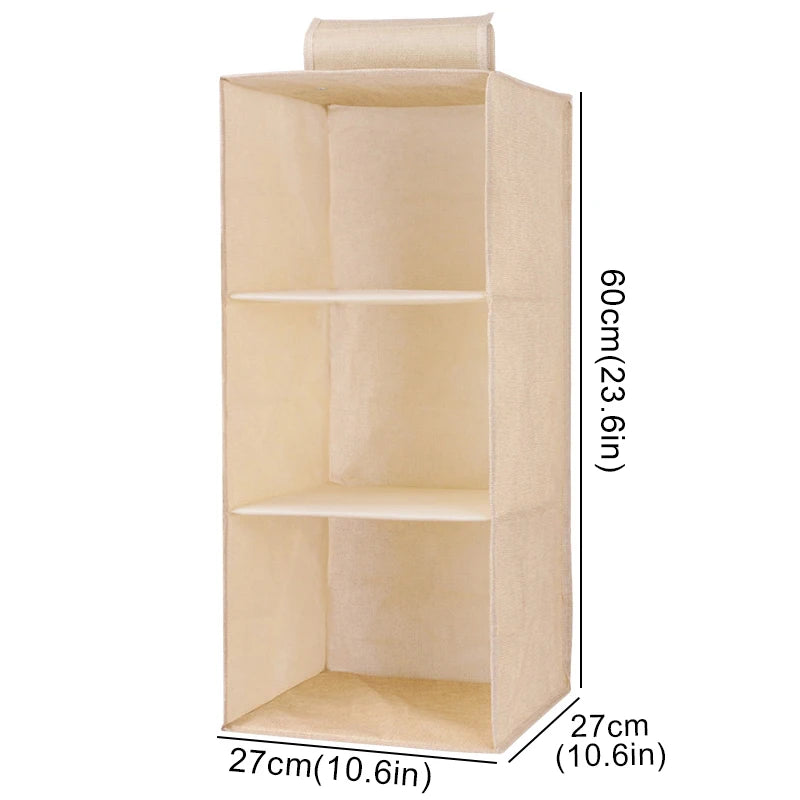 Multi-layer wardrobe hanging storage bag perfect for sorting socks, underwear, and small items