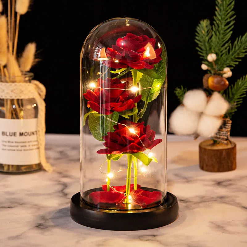 LED galaxy artificial roses that require no battery, perfect for a hassle-free decoration solution