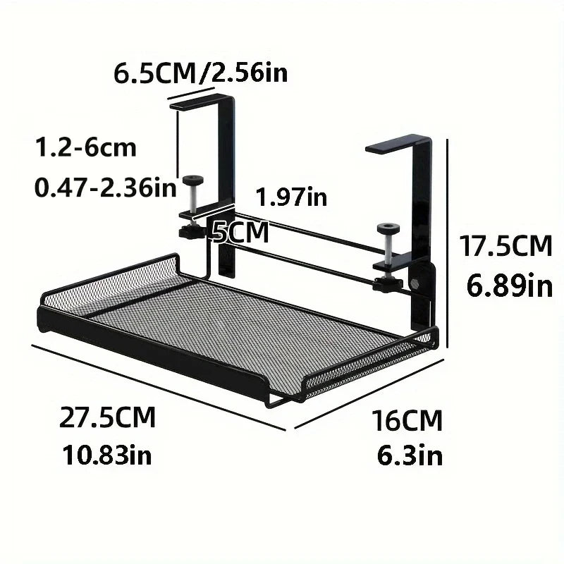 Non-drill steel cable management tray designed for efficient wire organization, suitable for office desks and home workspaces.