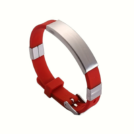Stylish stainless steel watch with an adjustable silicone band, custom engraved for a unique Father’s Day gift.