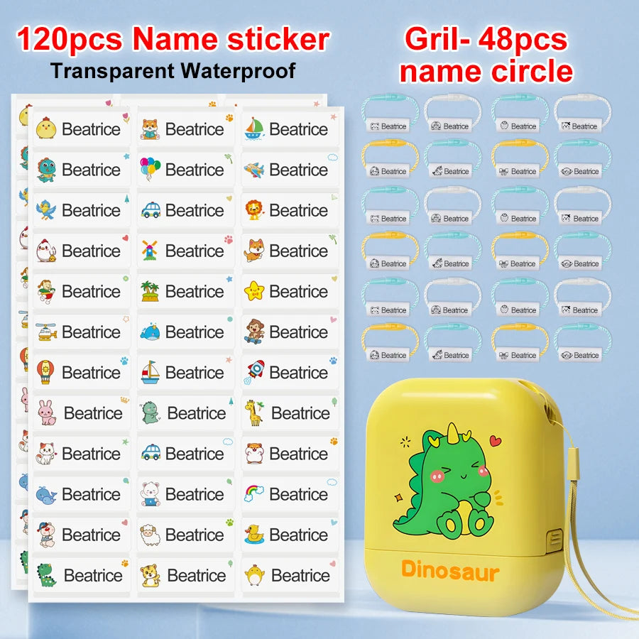 Attractive packaging for gifting personalized name stamp sets.

