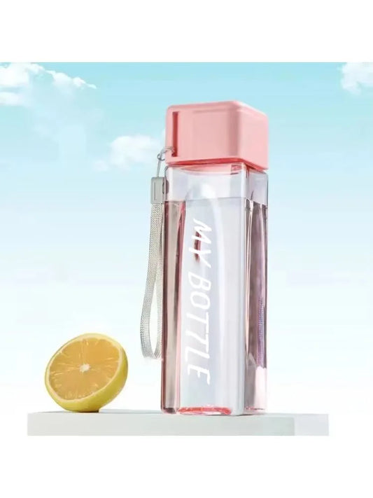 Portable square water bottle made from durable matte plastic, ideal for outdoor sports, workouts, and travel.