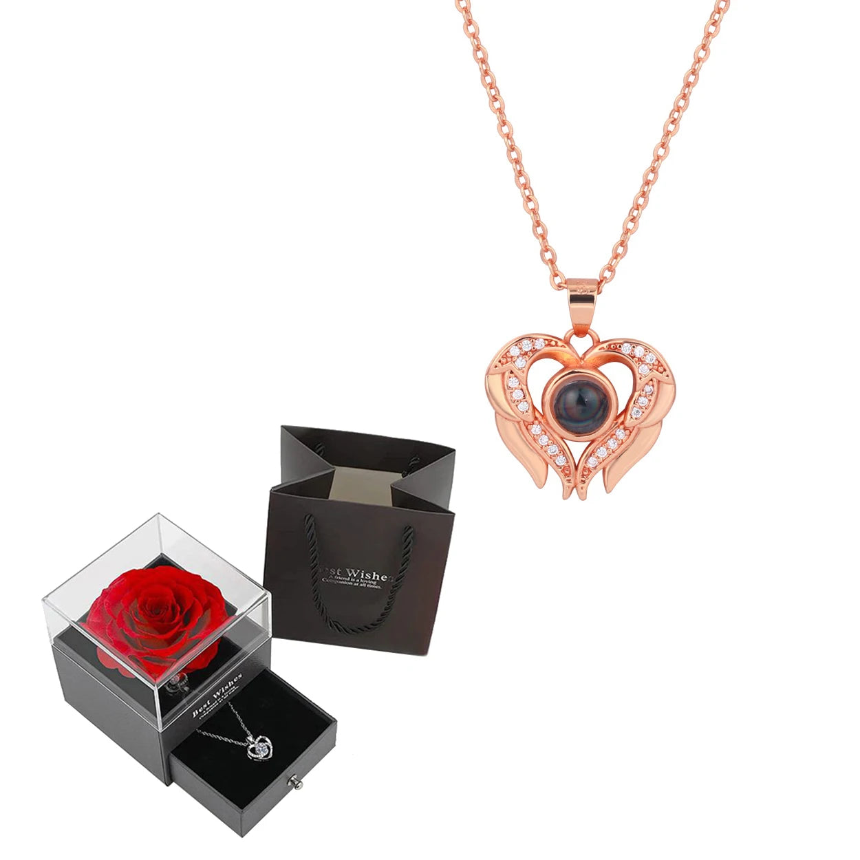 Elegant projection heart necklace designed as a meaningful anniversary or birthday gift.