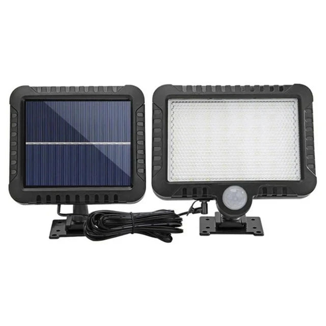 Wall-mounted solar security light with motion detection, perfect for enhancing safety and visibility at night.