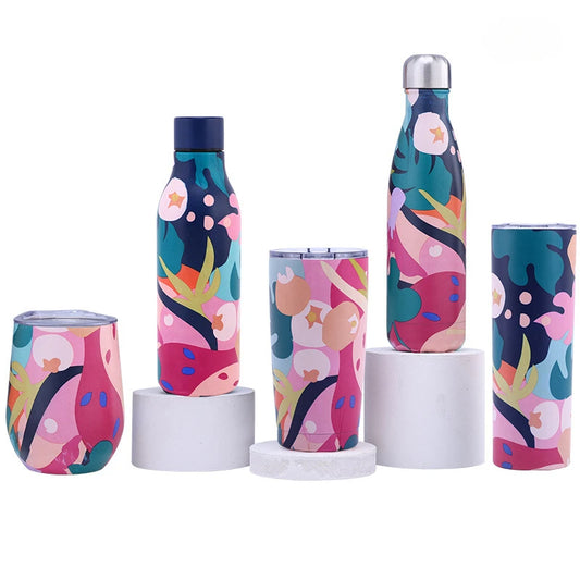 Stainless steel insulated tumbler for keeping drinks hot or cold, perfect for travel, school, or office use.