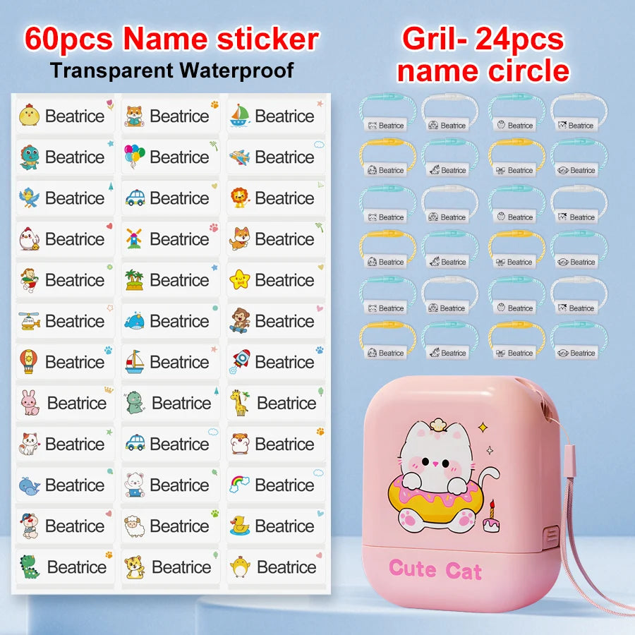 Custom name stamp being used on notebooks and school paper.