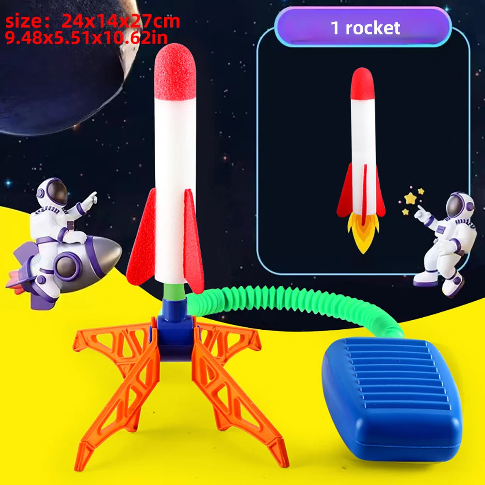 Close-up of kids stomp rocket launcher with sturdy base for launching fun