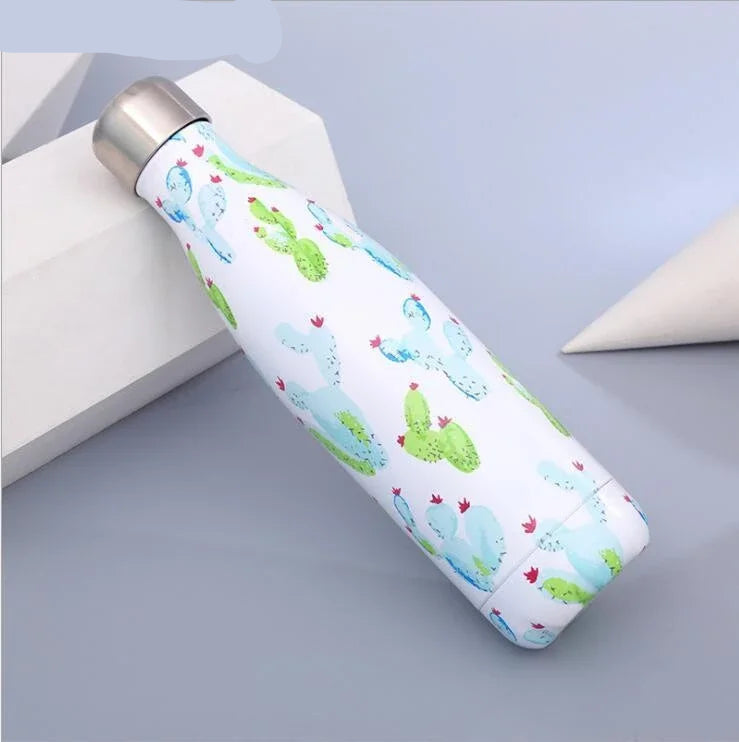 Stylish 500ml stainless steel thermos bottle designed to keep beverages hot or cold, suitable for home, office, and outdoor use.