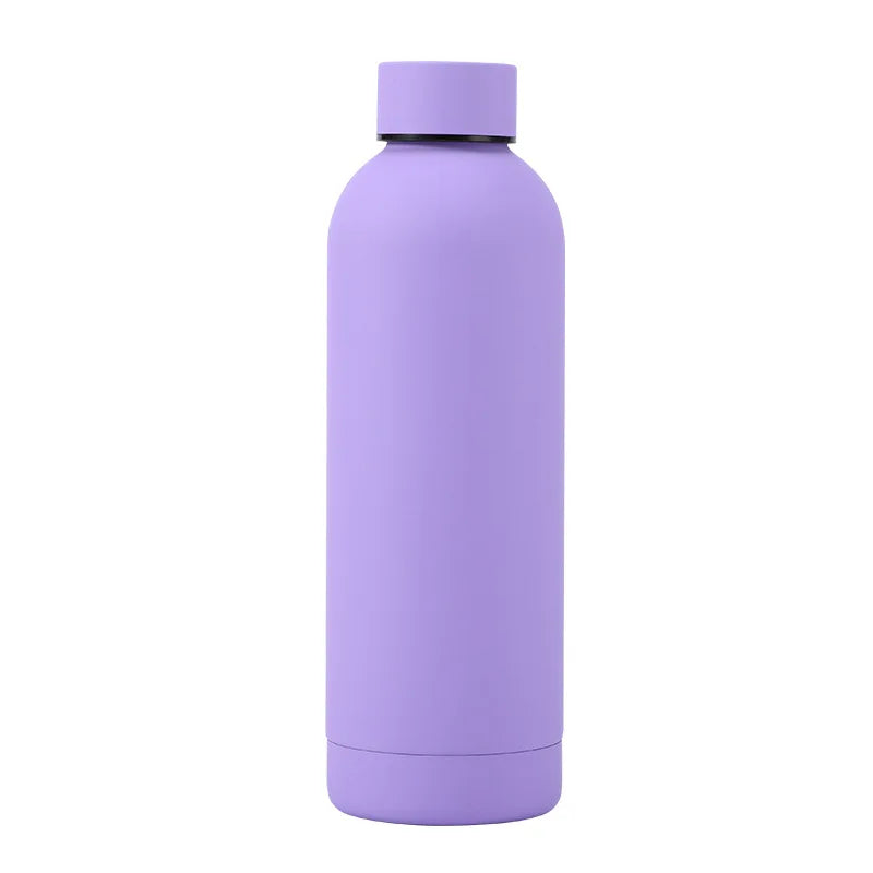 Stainless steel water bottle in a gym environment, ideal for fitness, workouts, and sports enthusiasts
