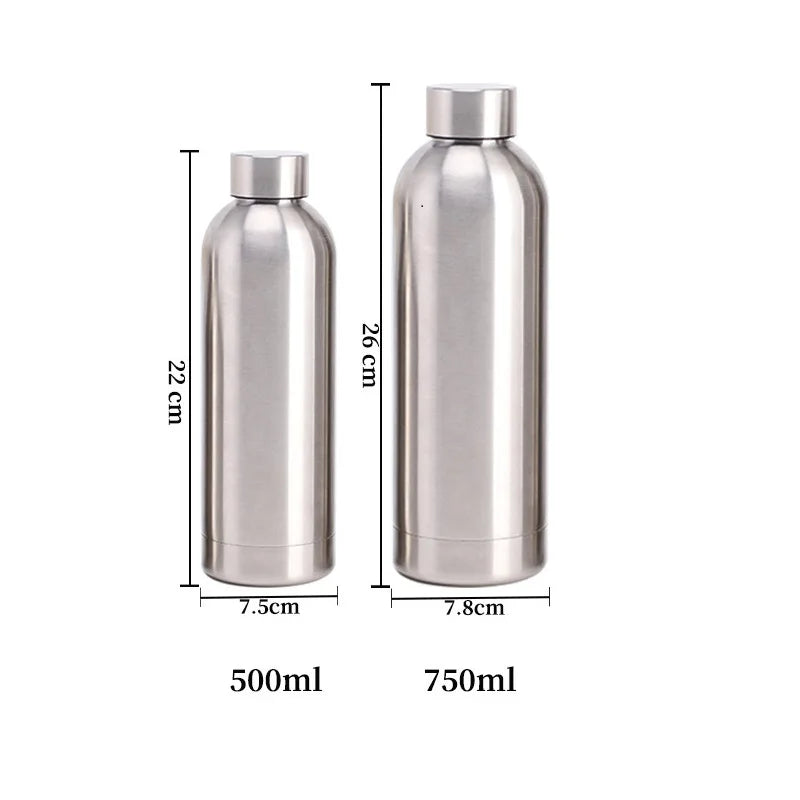 Sleek stainless steel thermos bottle placed on a work desk, perfect for office hydration and daily use