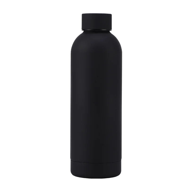Outdoor SMinimalist stainless steel thermos bottle with a smooth frosted finish and ergonomic design.ports Bottle 
