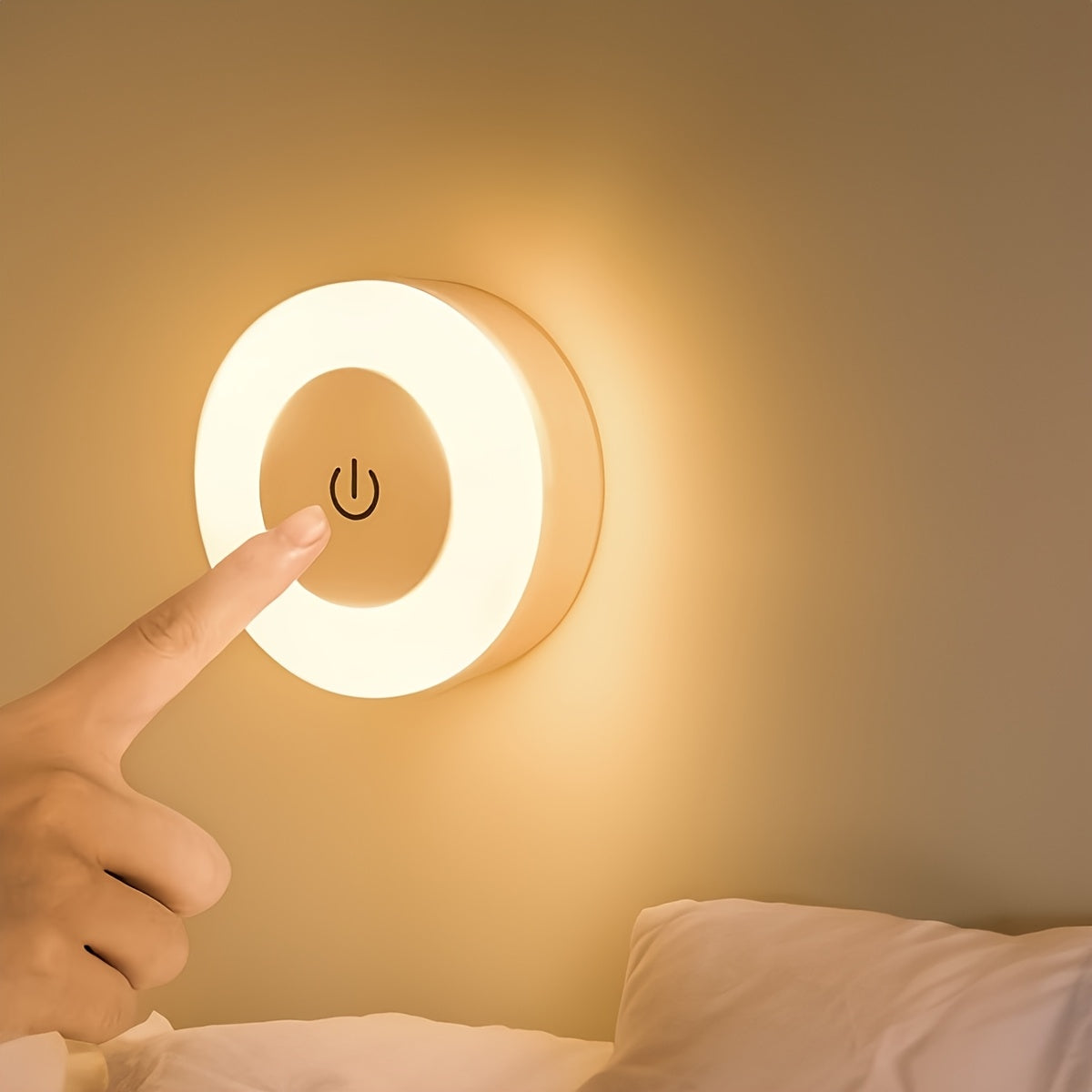 Sleek and stylish touch-activated LED wall light featuring adjustable color temperature and a cozy warm yellow glow. Perfect for bedrooms, studies, and living rooms.