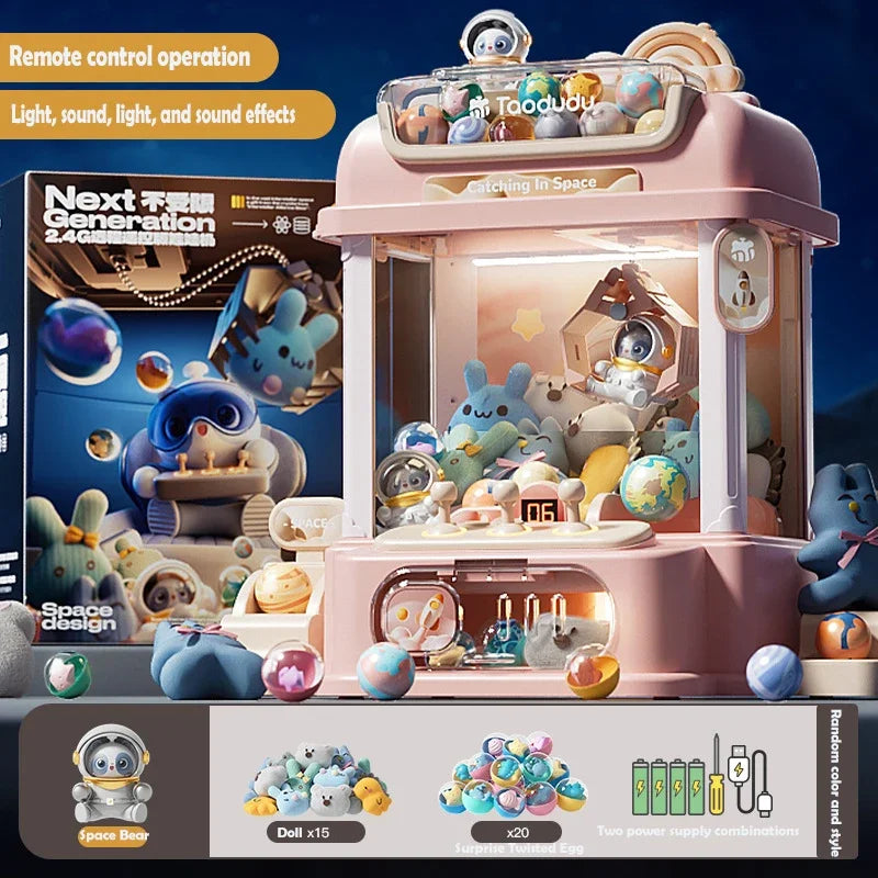 DIY doll claw machine used at a home party, making it fun and entertaining for kids and family gatherings