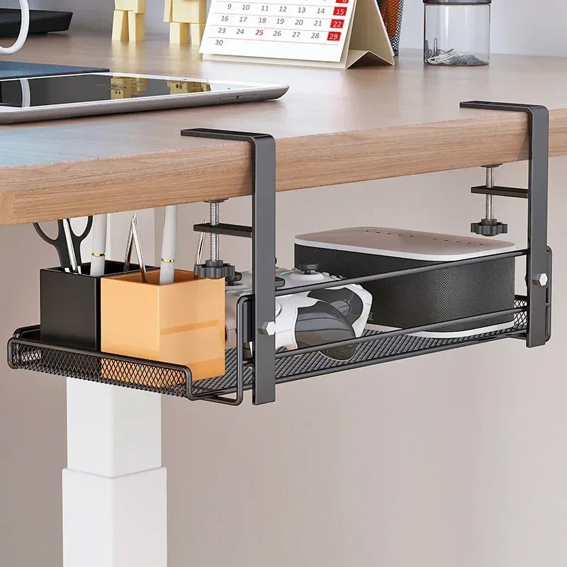 Keep your workspace tidy with this 14.37-inch under desk cable management tray. Made from durable steel, it helps organize and hide wires, cables, and cords without the need for drilling. Perfect for creating a clutter-free desk setup in offices, home workspaces, and gaming stations.