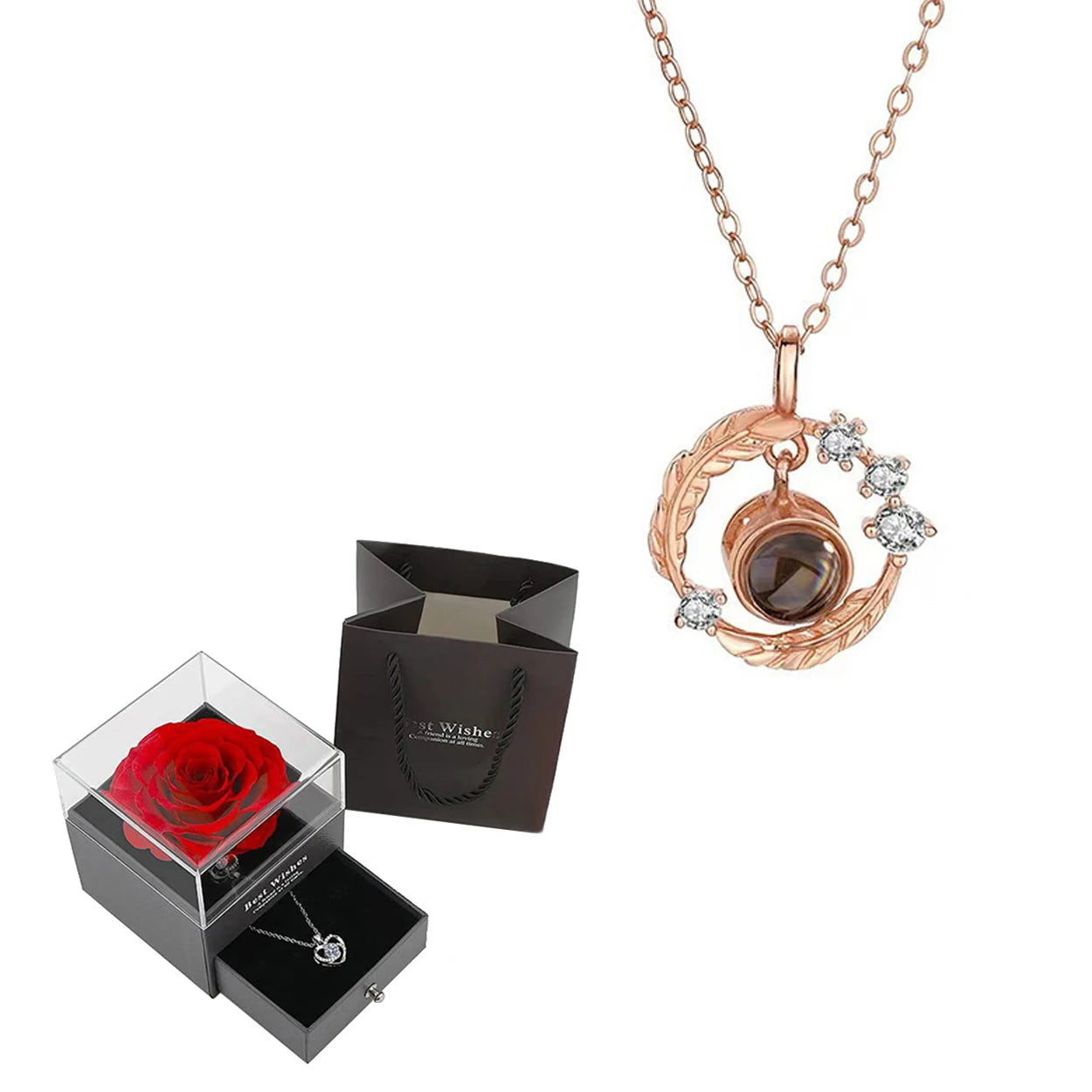 Heart-shaped necklace with a romantic projection message, an ideal Valentine’s Day gift for her.