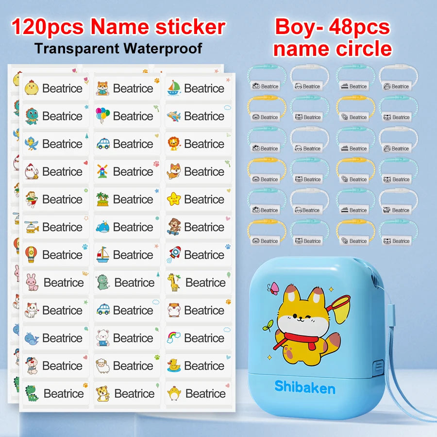 Different font options available for personalized name stamps.