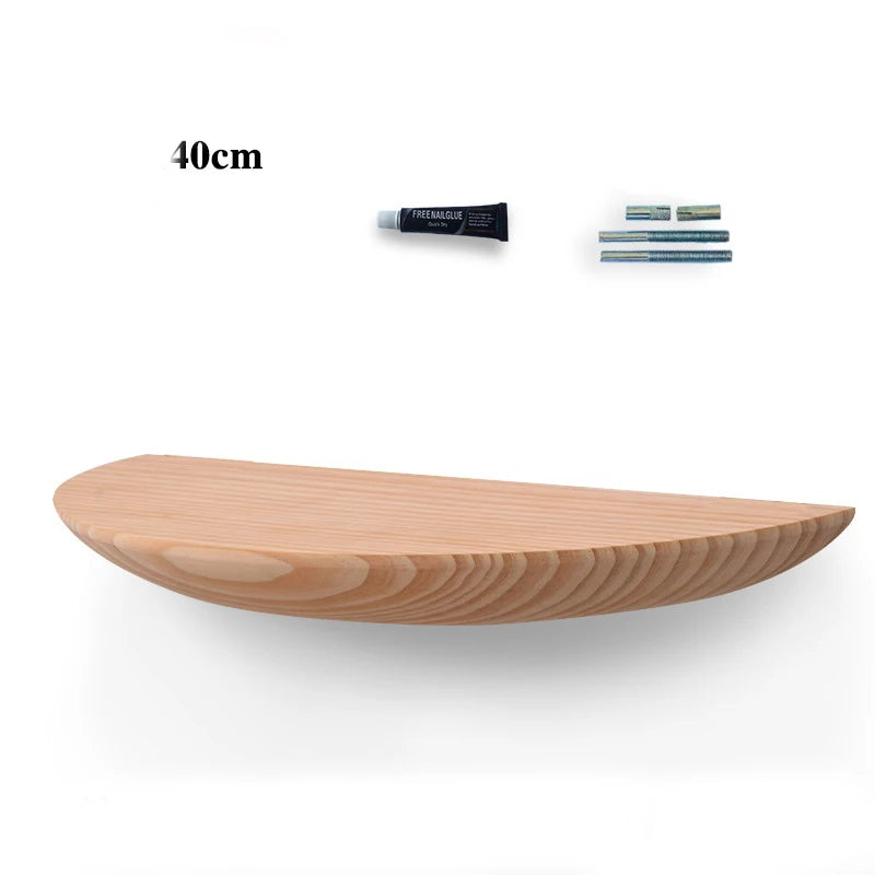 Wall Shelf Organizer – Wooden semicircle shelf designed for efficient storage and as an elegant organizer for home decor.