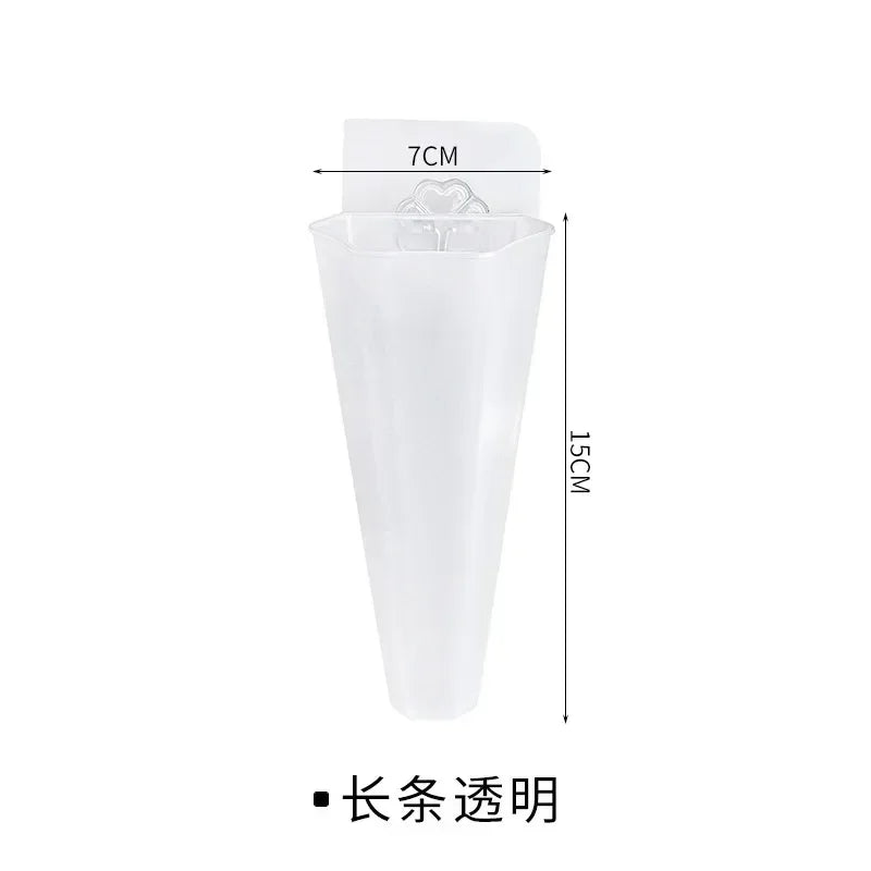 Set of multiple plastic hydroponic wall vases used together for creating stylish vertical wall gardens.