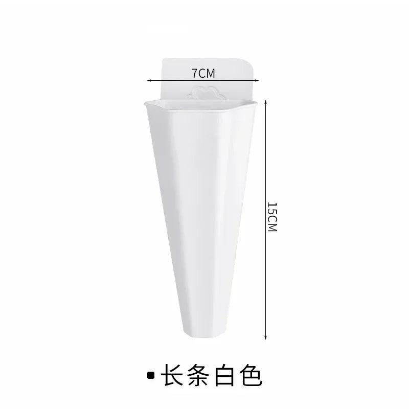 Compact wall-mounted plastic planter for small hydroponic plants, suitable for vertical garden setups.