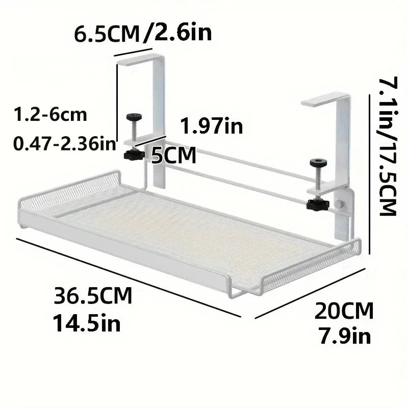 Wire and cable organizer tray for mounting under the desk, perfect for workstations, offices, and gaming environments.