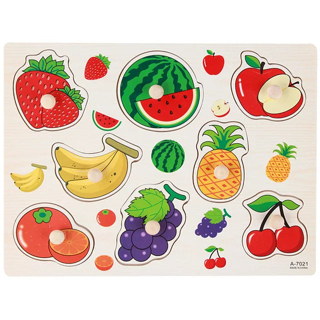 Bright and colorful wooden puzzle toy for children’s education