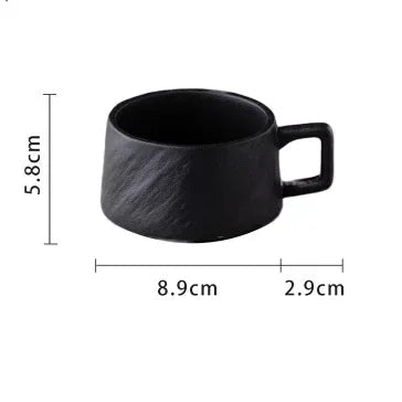 Japanese ceramic coffee cup set placed on a wooden serving tray
