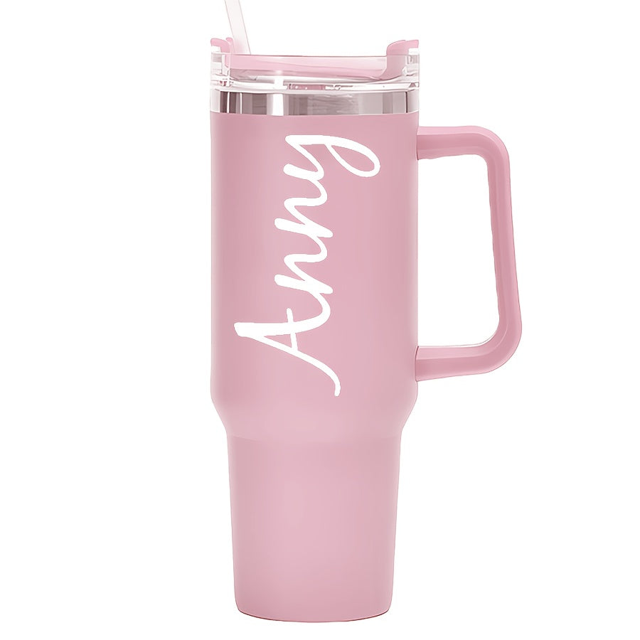 Custom 40oz travel mug being used outdoors, perfect for hot or cold drinks on the go