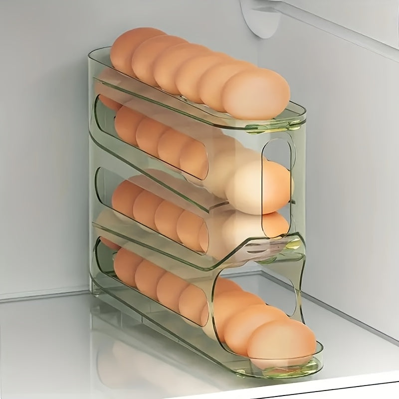 Stackable egg storage box with 4-layer ladder design for large capacity
