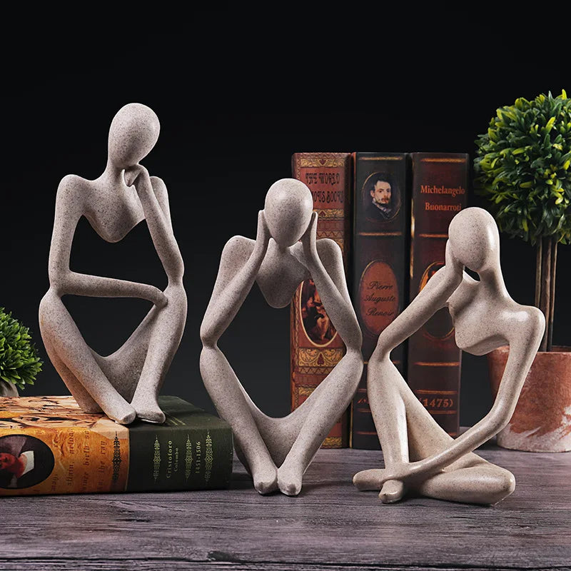Abstract sand color yoga statue in seated pose – minimalist Nordic decor piece