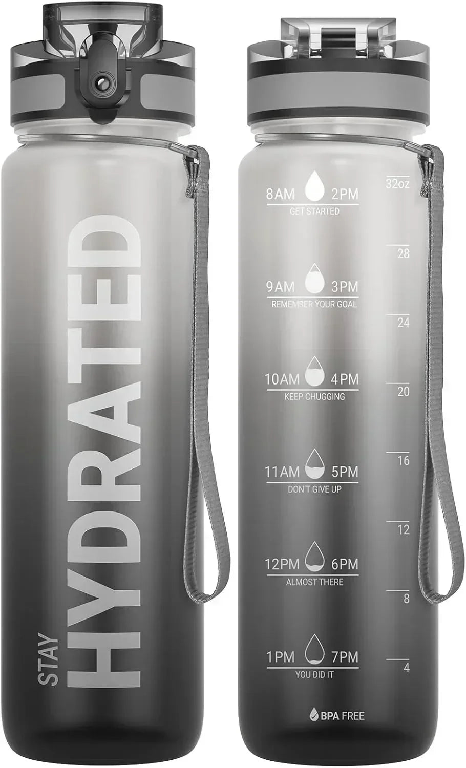 Open lid of the water bottle displaying straw and secure locking mechanism